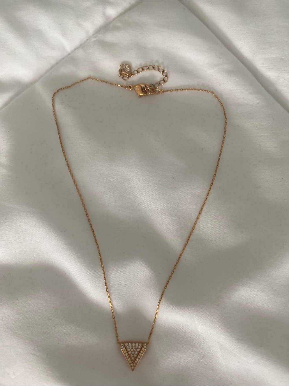 Swarovski Gold Coloured Triangle Crystal Pendant Necklace